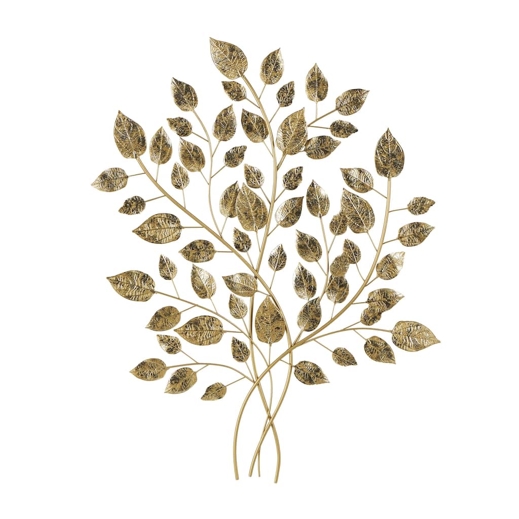 Metal Leaf Large Metallic Wall Decor - Gold - Roche River Decor