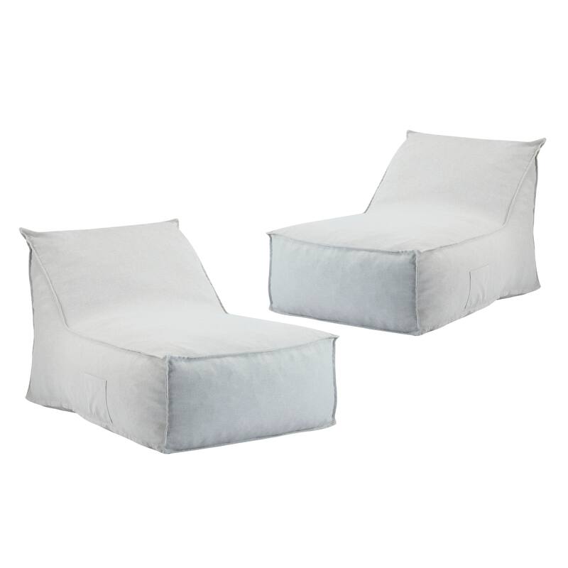 Roomfitters Perry Outdoor Bean Bag Lounge Chair with Water Repellent Fabric, Half Length Design, Light Grey