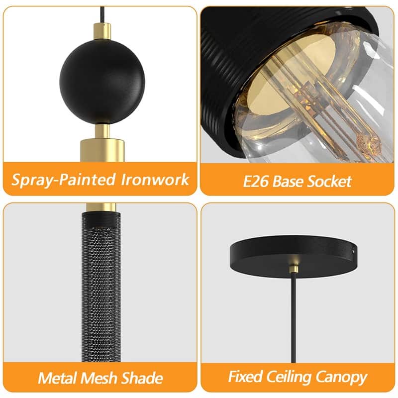 Modern Black Pendant Lights, Adjustable Hanging Lights For Kitchen Island, Dining Room, Or Bedroom (Set Of 3)