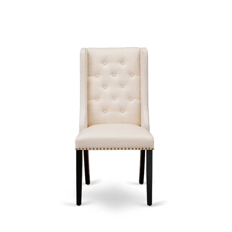 Parson Dining Chairs Set of 2 - Linen Fabric Upholstered Chairs with Nailhead Trim