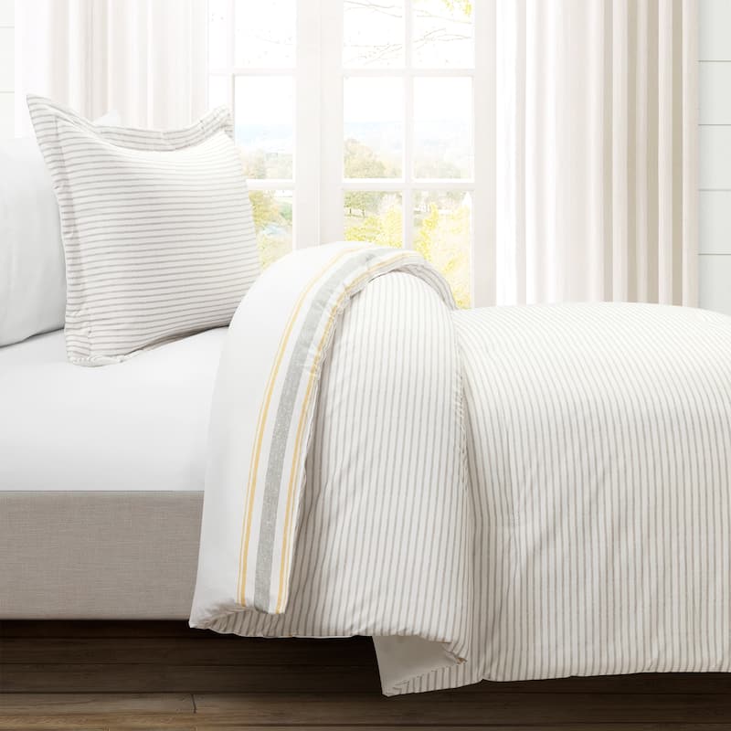 Lush Decor Farmhouse Stripe Reversible Cotton 2 Piece Comforter Set