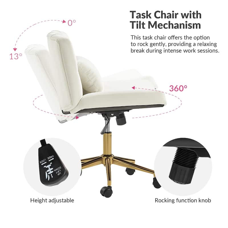 Ollie Modern Flannel Swivel Tilting Office Chair with Pillow by HULALA HOME