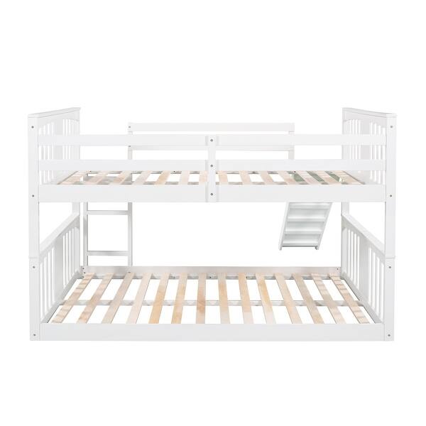 slide 2 of 24, Muti-Functional Full Over Full Wooden Bunk Bed with Ladder with Slide White