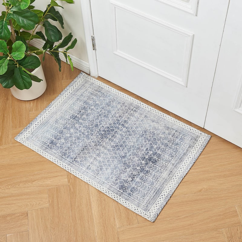 Linery & Co. Machine Washable Slip Resistant Vintage Inspired Patterned Accent Rugs