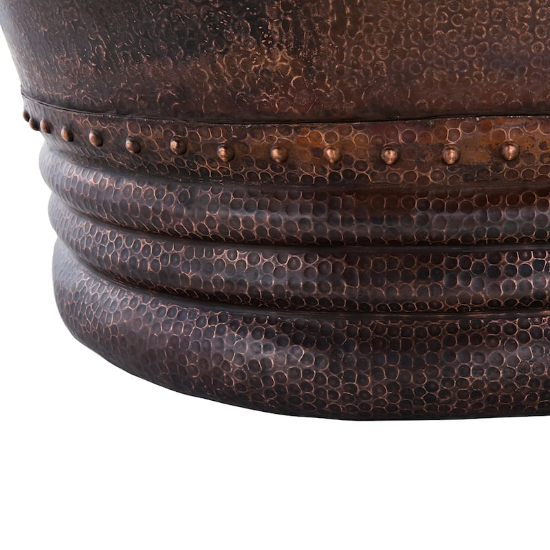 67" Hammered Copper Single Slipper Bathtub and Drain Package