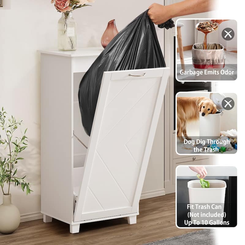 VECELO Tilt Out Kitchen Trash Bin Cabinet with Negative Ion Deodorizing Function Hidden Storage for Kitchen
