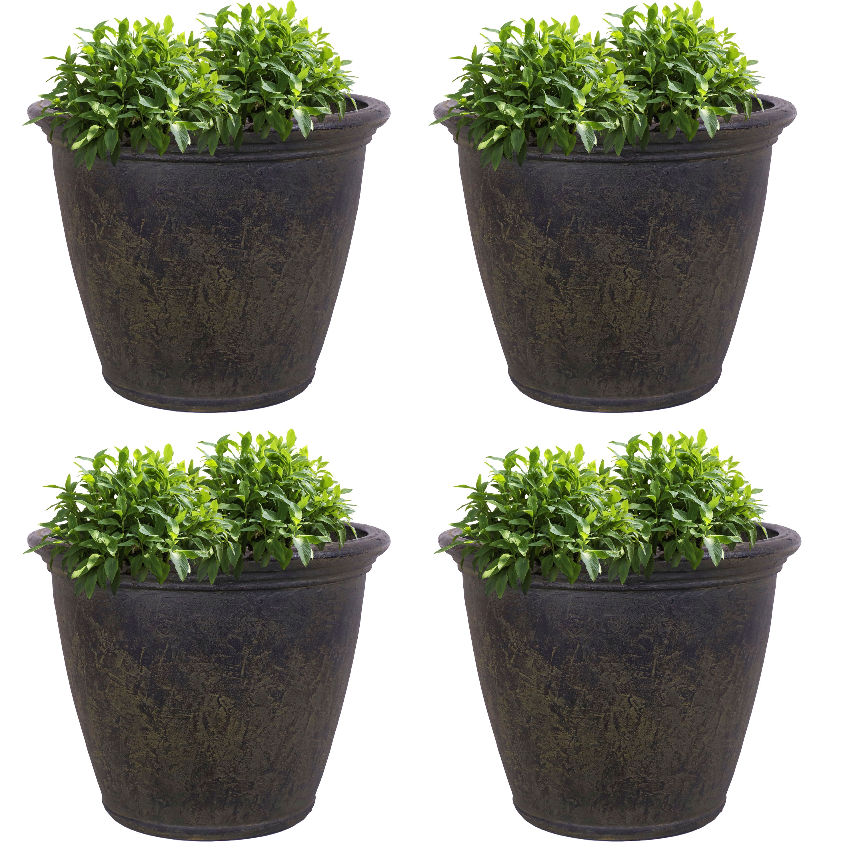 鉢・プランター SRL.DEN-4X/ CE-PLANT POT NEIGHBORHOOD Sunnydaze Anjelica Polyresin Large Round Outdoor Planter - 24