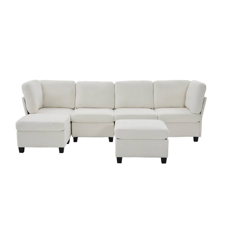 Modular Sleeper Sofa Bed U-shaped Sectional Couches with Hidden Storage Seat and Ottomans, Freely Combinable Chaise Lounge Sofa
