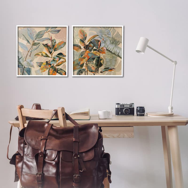 Stupell Neutral Tropical Organics Framed Giclee Art Design By Dusza (Set of 2)