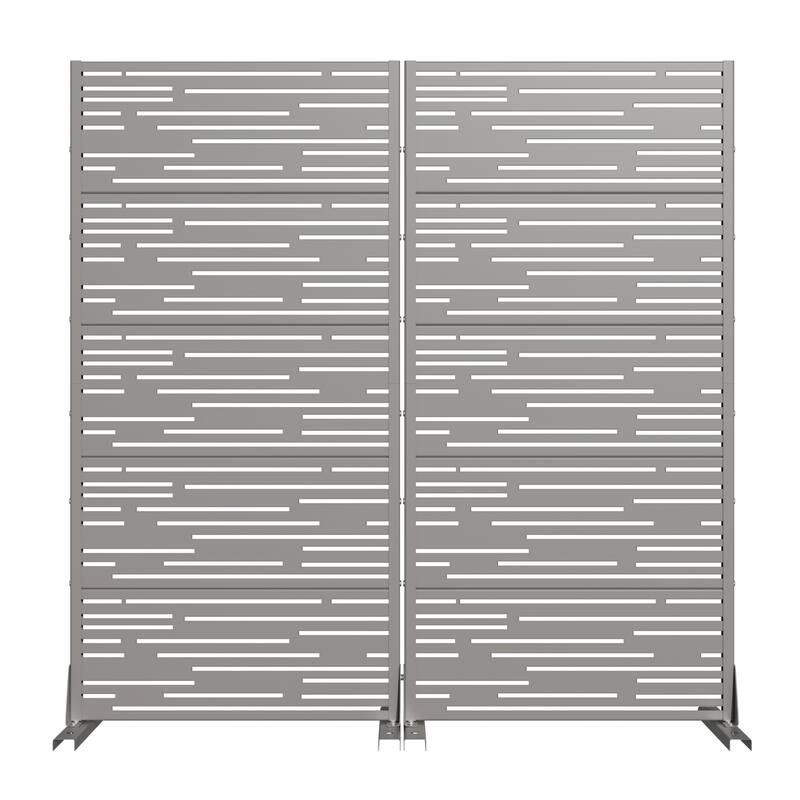 Outdoor Privacy Screen with Stand for Patio Garden Metal Fence Set of 2