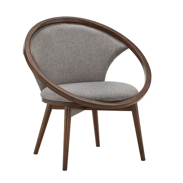 slide 2 of 9, Emilien 32" Wide Fabric Upholstered Accent Barrel Chair by iNSPIRE Q Modern Walnut Finish