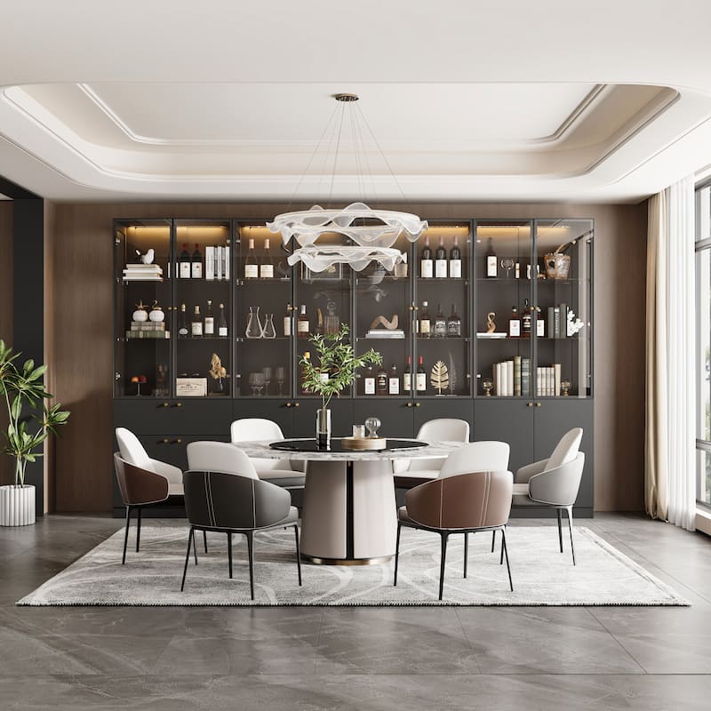 LED Glass Display Cabinet with Aluminum Alloy Frame Glass Door Showcase Wine Storage Cabinet