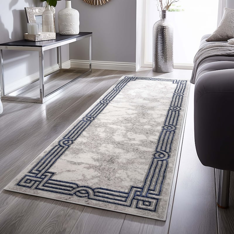 Well Woven Fairmont Huntington Retro Mosaic Marble Pattern Area Rug - 2' 3" x 7' 3" - Blue