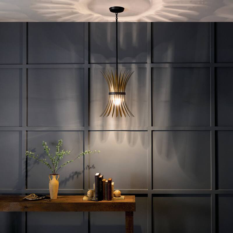 Kichler Lighting Baile 12 inch 1-Light Mini Pendant Natural Brass and Black