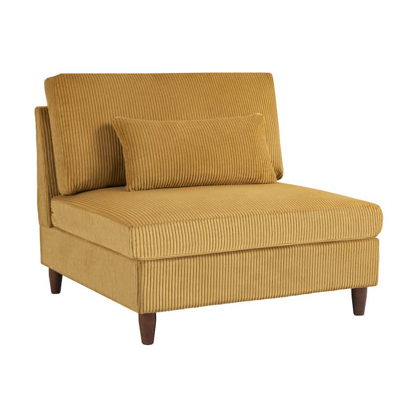 Corduroy Accent Chair with Ottoman Modular Couch Sectional Sofa