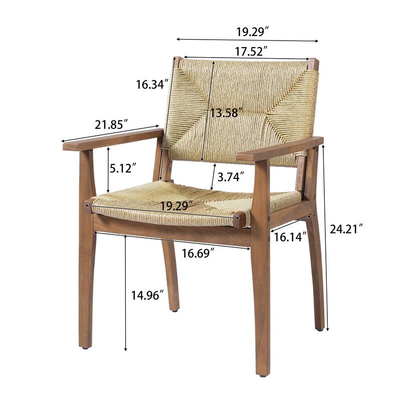 Christopher Knight Home - Outdoor Acacia Wood Dining Chair with Handwoven Wicker Seat (Set of 2)
