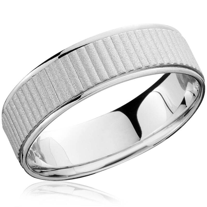 Mens White Gold Comfort Fit Brushed Wedding Band