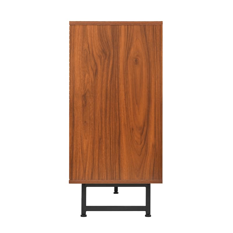 GDFStudio - Isolde MDF Geometric-Carved Mid-Century Buffet with Metal Legs