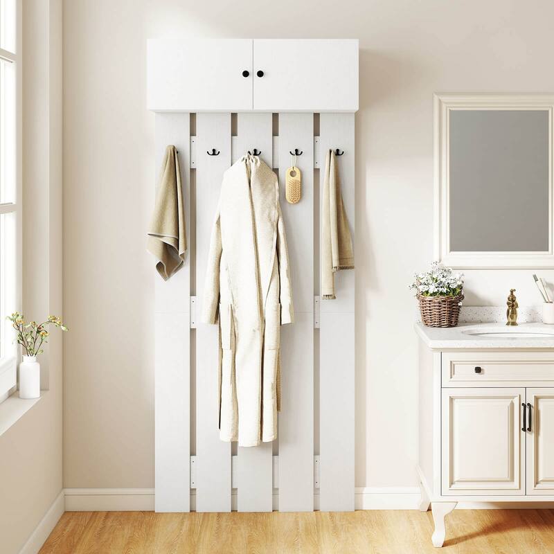 Costway Wall Mounted Entryway Wall Coat Rack with 5 Double Hooks & - See Details