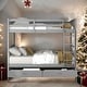 preview thumbnail 2 of 13, Luxury Full-Over-Full Bunk Bed with Ladders and Two Storage Drawers, Maximized space, Solid Construction, Grey