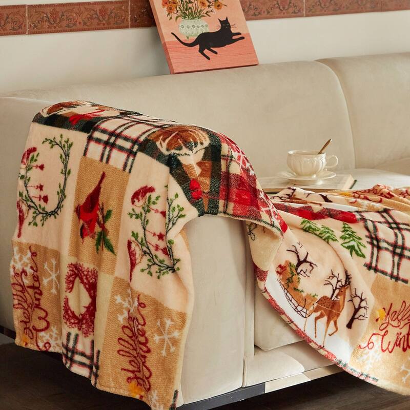 Soft Flannel Christmas Throw Blanket 50" x 60"