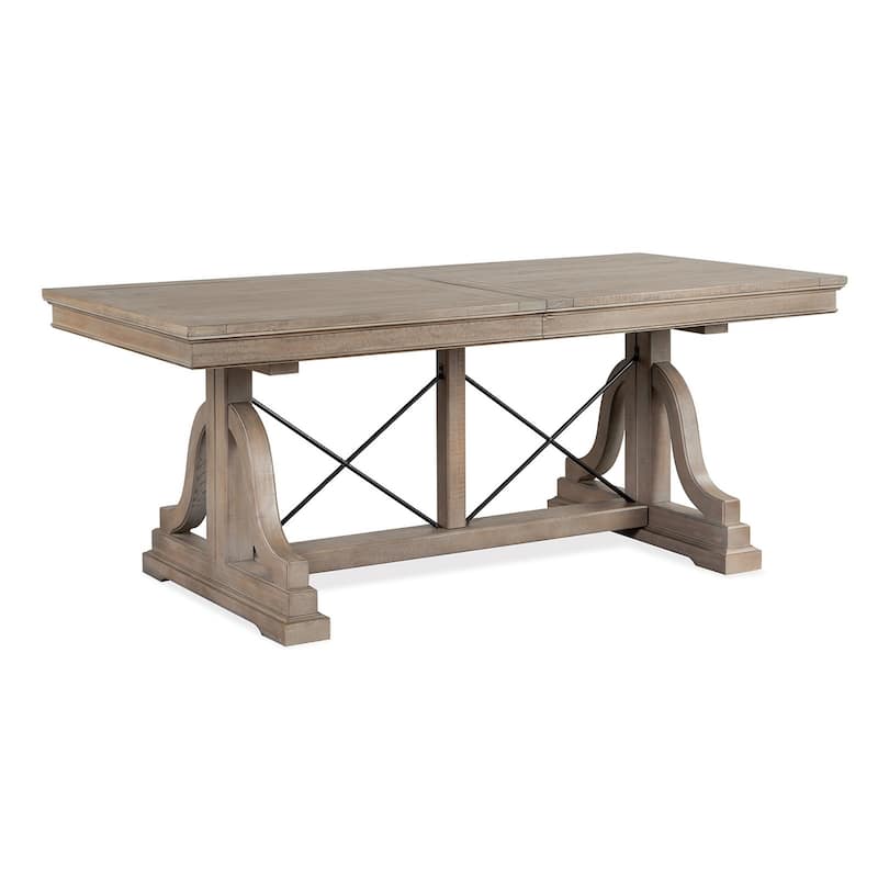 Magnussen Home Paxton Place Dovetail Grey Extendable Trestle Dining Table - 38''W x 72''D x 30''H - 38''W x 72''D x 30''H
