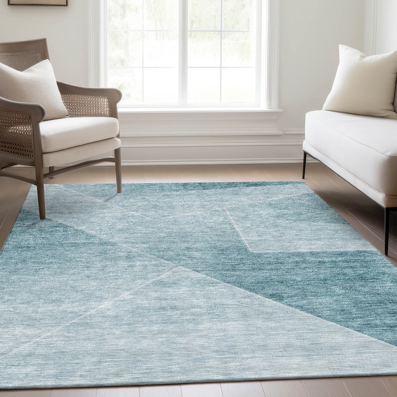 Machine Washable Indoor/ Outdoor Chantille Contemporary Abstract Rug