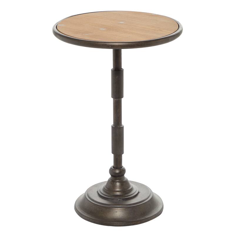 Metal Accent Table with Brown Wood Top - Bronze - Roche River Decor