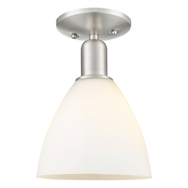 Innovations Lighting 716-1C-11-8 Bristol Semi-Flush Bristol 8" Wide - Brushed Satin Nickel / Matte White
