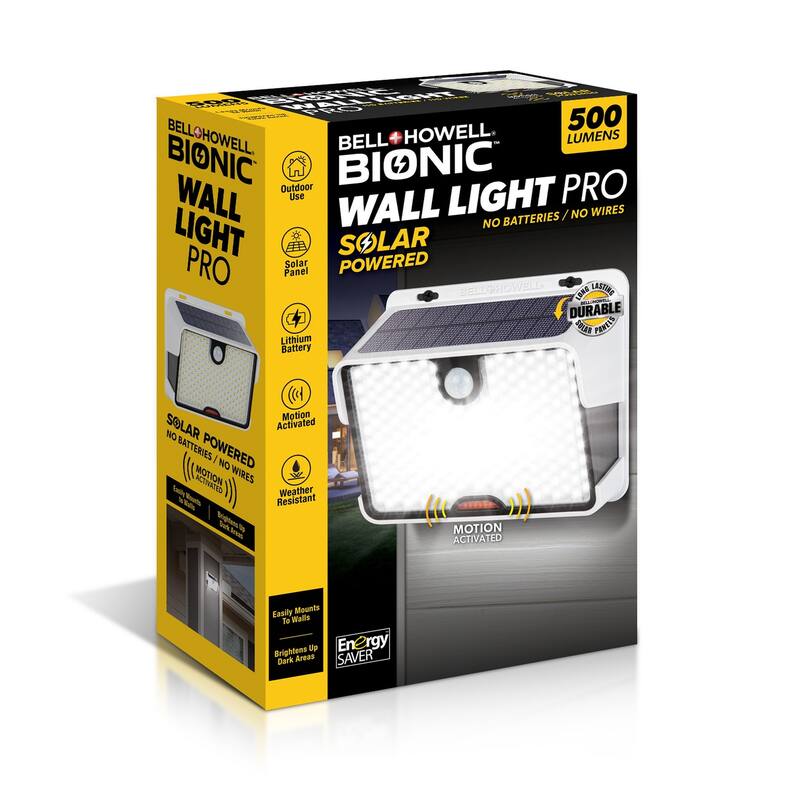 Bell + Howell Wall Light Pro Solar Powered Motion Sensor Outdoor LED Wall Light - White