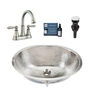 Sinkology Freud Nickel 19.25" Oval Undermount Bath Sink with Courant Faucet Kit