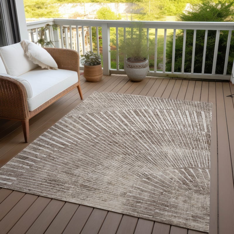 Machine Washable Indoor/ Outdoor Modern Fan Chantille ARug