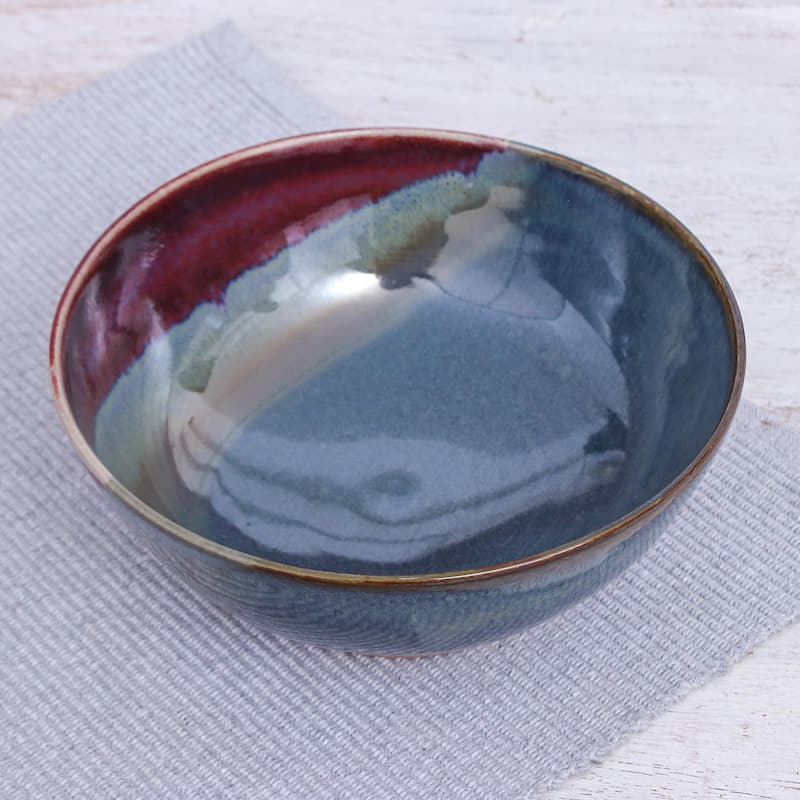 Novica Handmade Happy Harvest Ceramic Soup Bowl