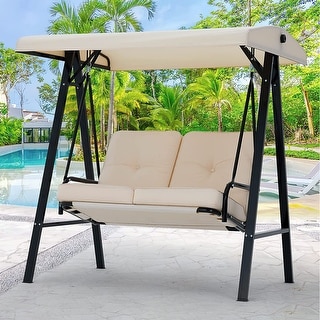 AECOJOY 2-Seat Converting Outdoor Swing Canopy Hammock Patio Deck