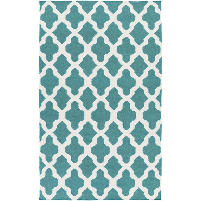 Hand-Woven Ashley Lattice Reverisble Flatweave Wool Area Rug - 5' x 8'