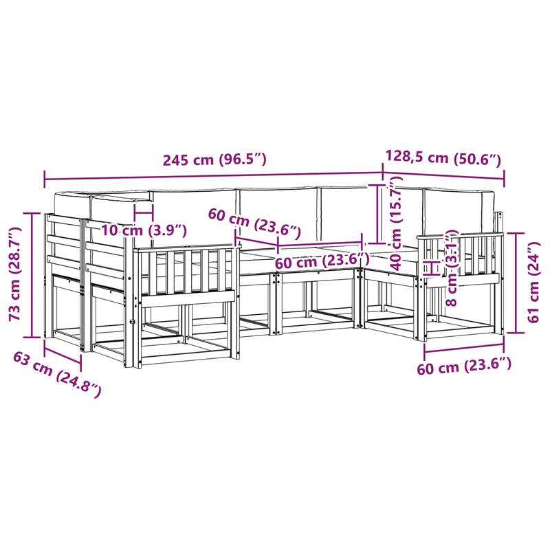 vidaXL Outdoor Sofa Set with Cushion 6 pcs Natural and Anthracite