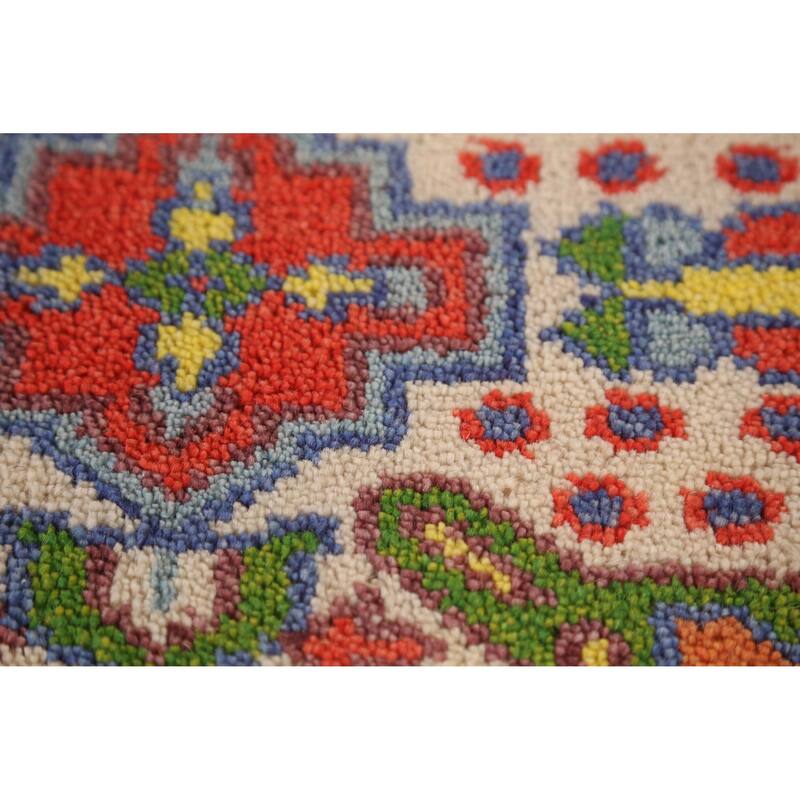 Orange Heriz Serapi Indian Runner Rug Handmade Geometric Wool Carpet - 2'6" x 9'11"