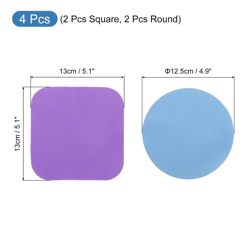 4Pcs Rubber Jar Opener Grippers Pads, Heat-insulated Grippers Pads - Purple Blue