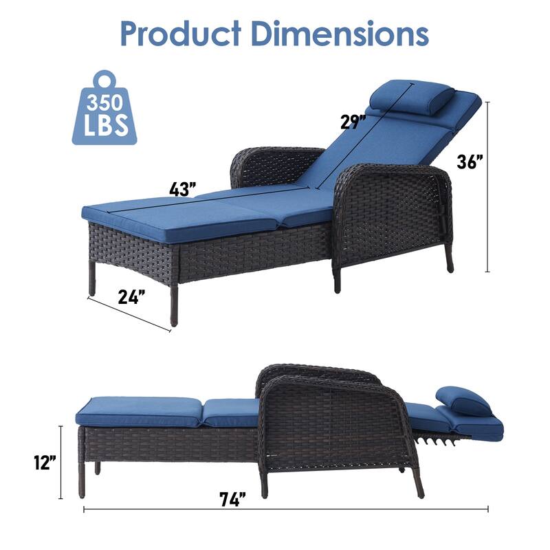 Outdoor Patio Chaise Lounge Chairs with Cushion