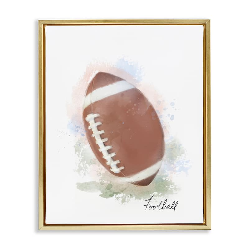 Stupell Soft Pastel Football Framed Floater Canvas Wall Art Design By Matthew Piotrowicz - 25 x 31 - Gold