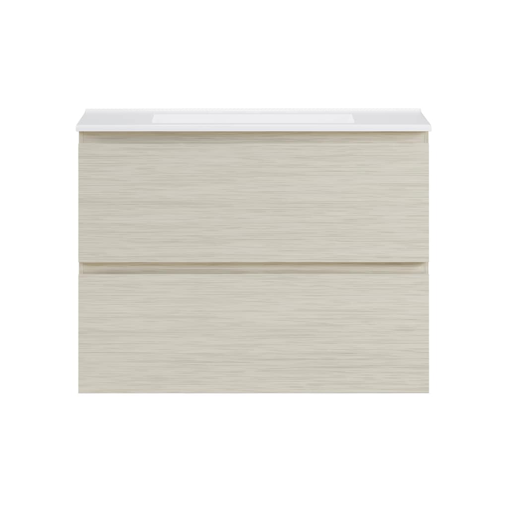 Liberte 30" Wall-Mounted Bathroom Vanity In White Oak With 3-Hole Widespread Sink Top - 30