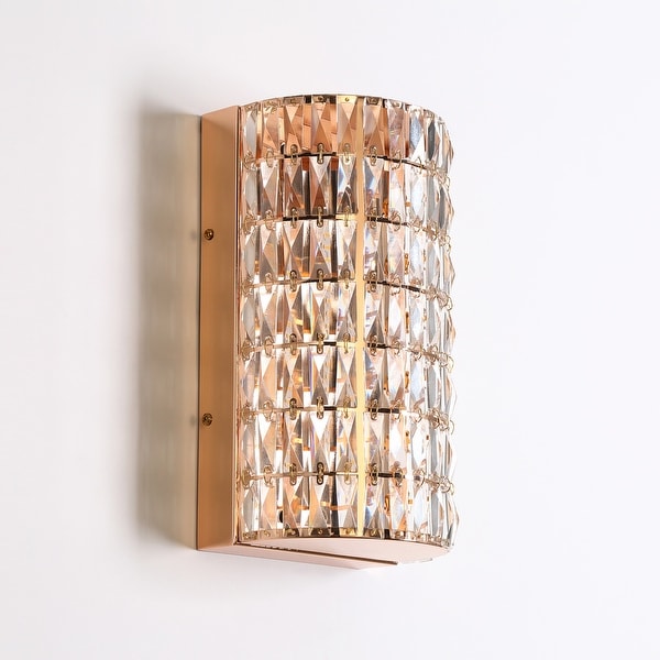 Lnc Brusmogan Rose Gold Contemporary Crystal LED Wall Light Gold Rose Wall Sconces