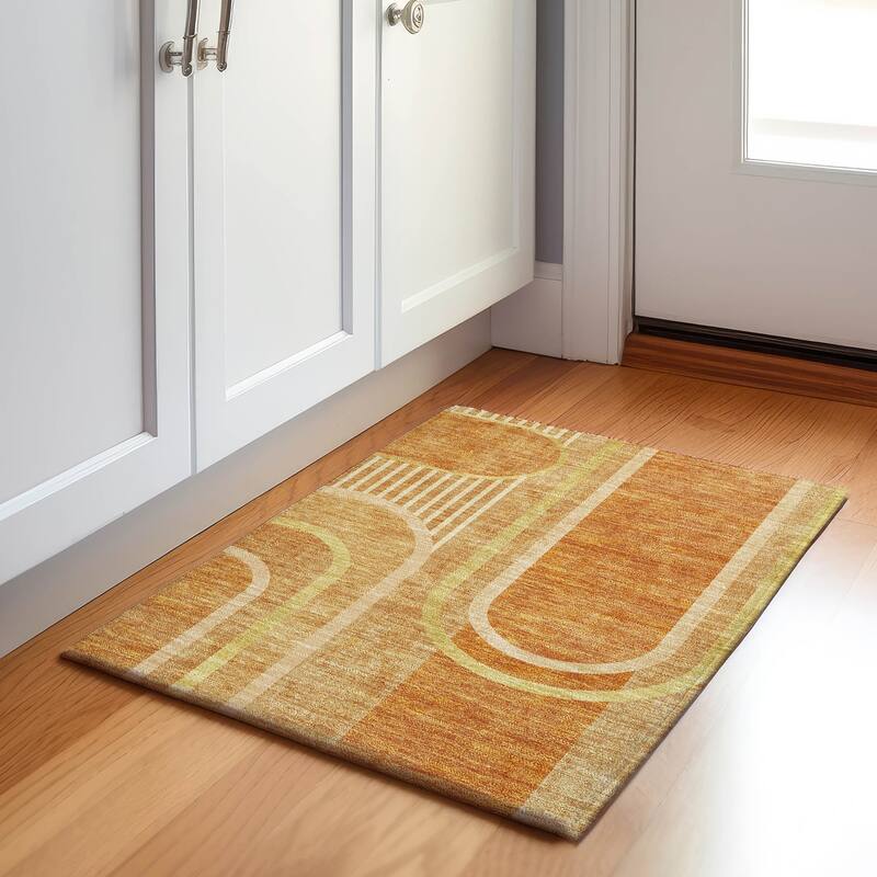 Premium Washable Super Soft Contemporary Deco Mayfield Rug - Terracotta - 1' 8" x 2' 6" - Rectangle