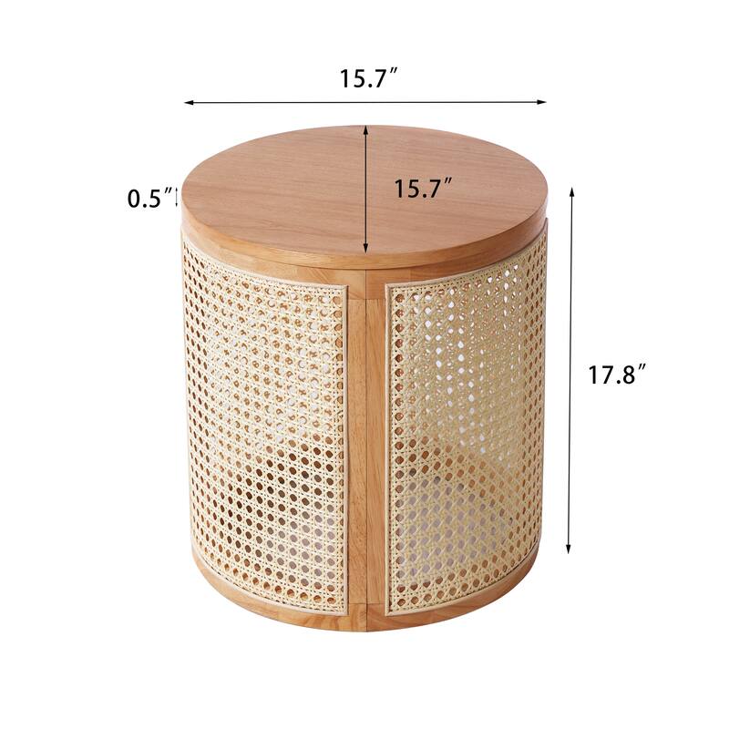 Christopher Knight Home - Elna Round Rubber Solid Wood Side Table in Natural Finish, Compact Modern Accent