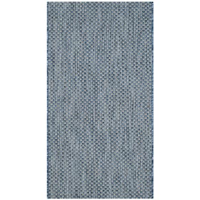 Accent Rug 2x3'7" - Indoor Outdoor Washable Area Rug - Navy Grey Home Decor - 43 x 24