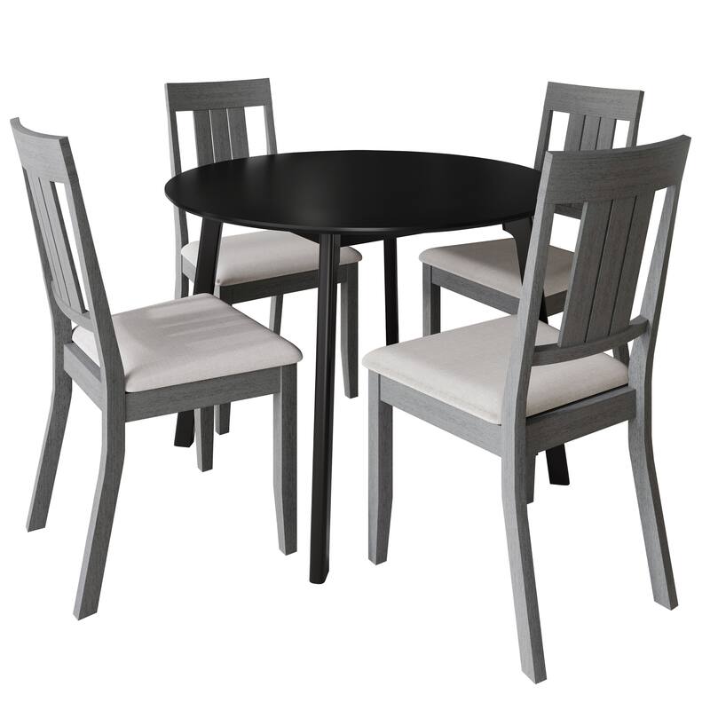 CraftPorch Classic 4-Piece Chair and Round Table Wooden Dining Set