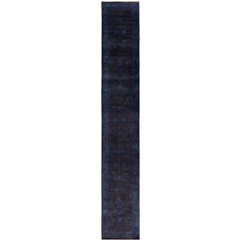 Overdyed One-of-a-Kind Hand-Knotted Runner Rug - Purple - 2' 7" x 16' 6"
