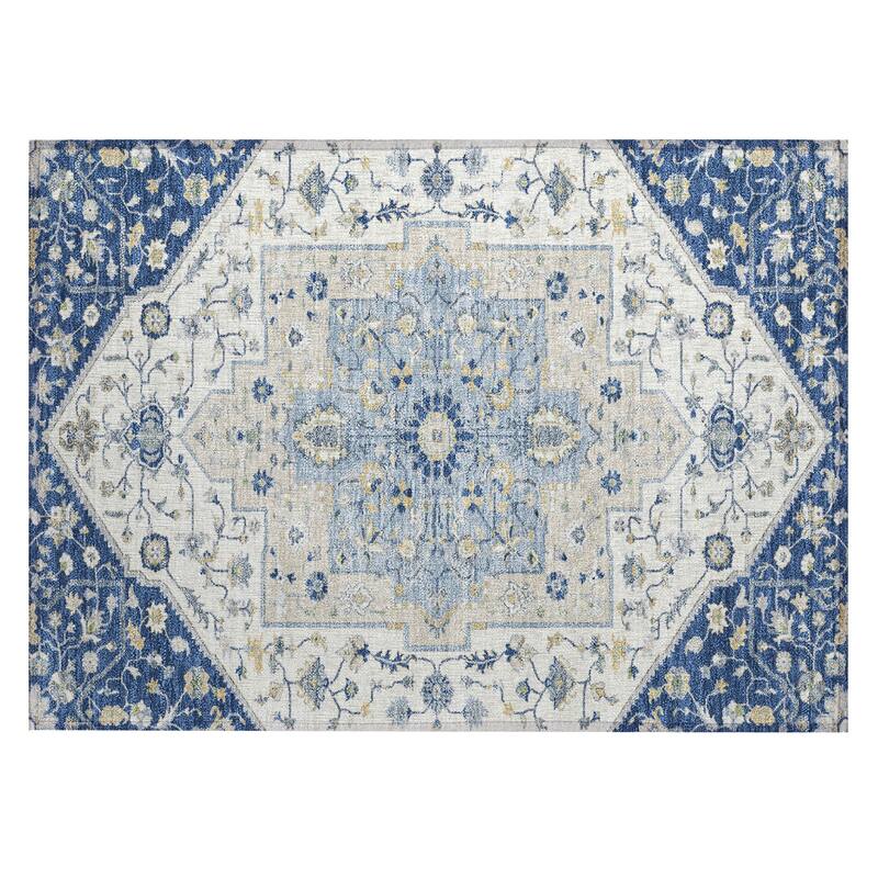Machine Washable Indoor/ Outdoor Traditional Kolkata Chantille Rug