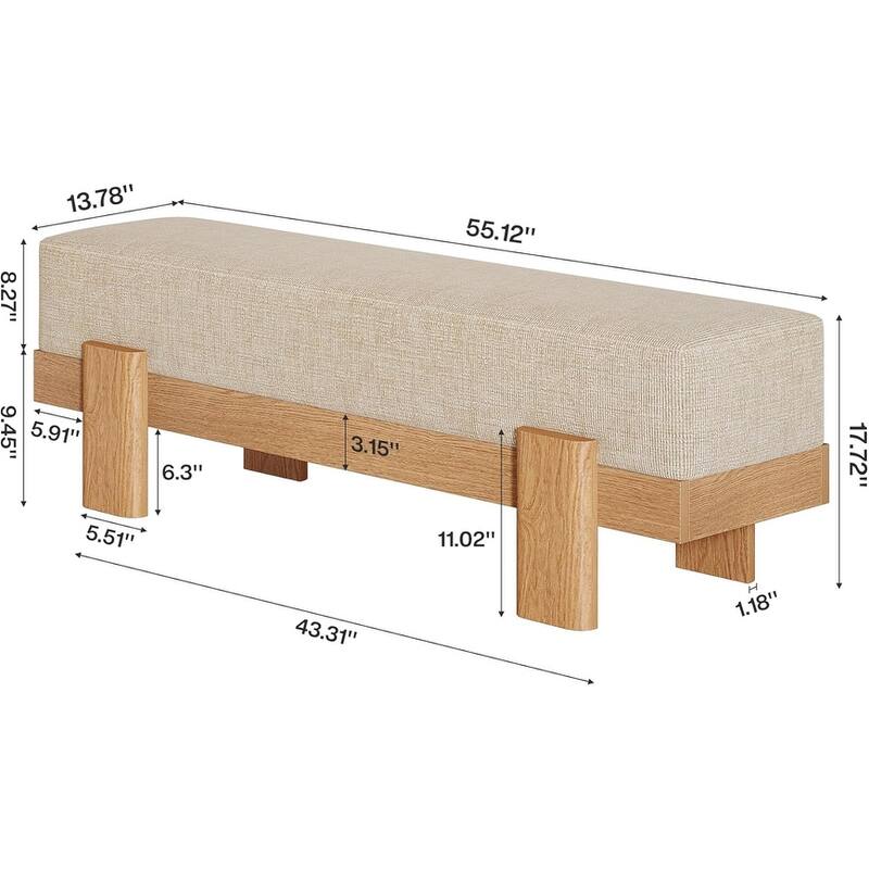 Upholstered Entryway Bench, Modern Shoe Bench, End of Bed Stool Accent Seat for Bedroom, Entrance, Living Room