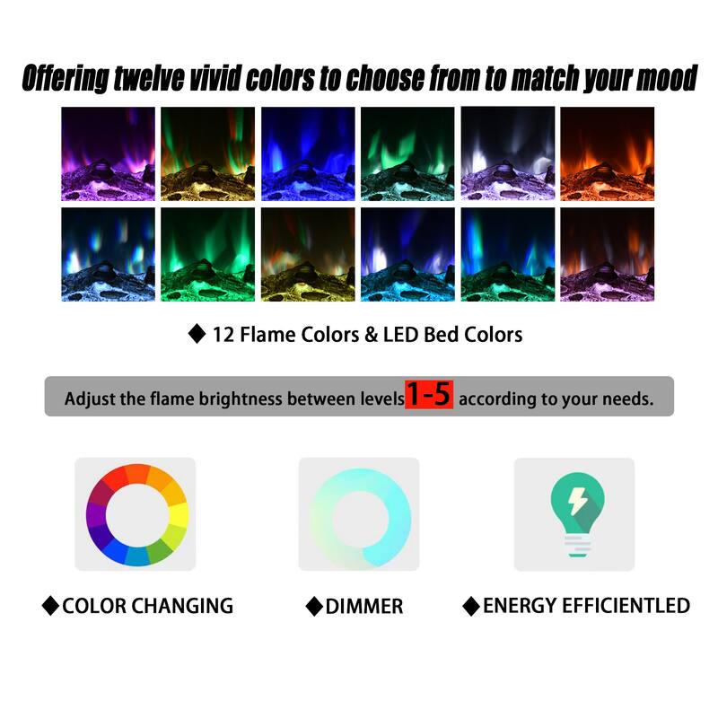 LED Recessed Wall-Mounted Electric Fireplace
